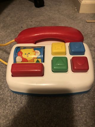 Vintage 1991 Fisher Price Baby Push Button Telephone Phone Shapes Sound 1160