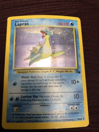 Lapras - Holo Rare 1999 Pokemon Card - 10/62 - Fossil Set