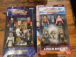 Diamond Select Toys Back To The Future 4 Pack Box Set Marty Biff Lorraine Doc
