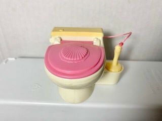 Fisher Price Loving Family Dollhouse Bathroom Pink Toilet W/brush