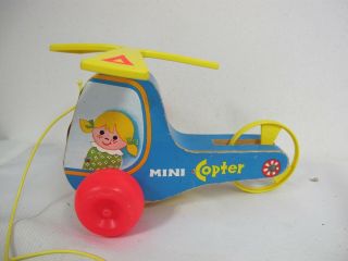 Vintage Fisher Price Pull Toy Mini Copter Helicopter 448 1970