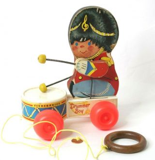 Vintage 1967 Fisher Price Drummer Boy Pull Toy 634 Vintage