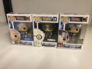 Back To The Future Pop Funko Bundle Of Exclusive.  Doc Brown.  Einstein.  Marty