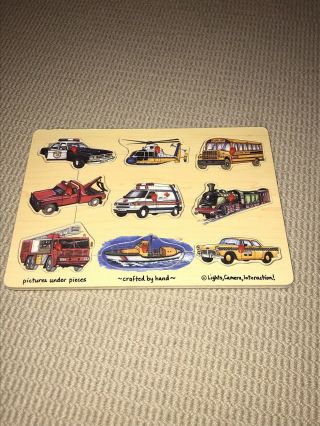 Melissa And Doug Wooden Peg Puzzle With Transportation Vehicles
