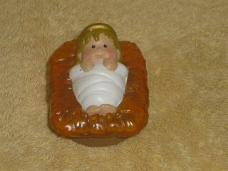 Fisher Price Little People Christmas Nativity Baby Jesus In Hay Bed Light