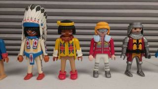 8 Vintage Playmobil Figures Indian Native American Western Horse Knight Medieval 3