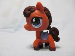 Littlest Pet Shop 627 Fuzzy Brown Horse Pony With Purple Saddle Authentic