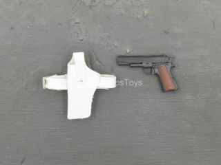 1/6 Scale Toy Ghost - 1911 Pistol W/white Drop Leg Holster (left)