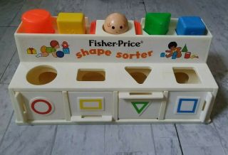 Vintage 1974 Fisher Price 412 Shape Sorter Play Set W/blocks Complete