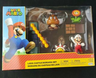 Nintendo Mario Lava Castle Diorama Play Set 2.  5 " Figure -