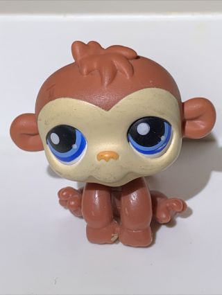Littlest Pet Shop Lps 351 Brown & Tan Baby Monkey With Blue Eyes