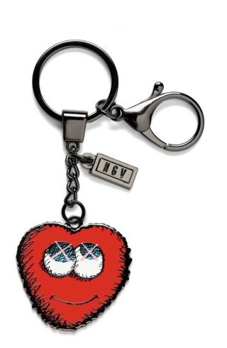 Kaws Heart Red Keychain Keyring - Ngv Exclusive Key Chain Key Ring