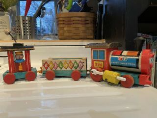 Vintage 1963 Fisher Price Huffy Puffy Train 999 3 Cars