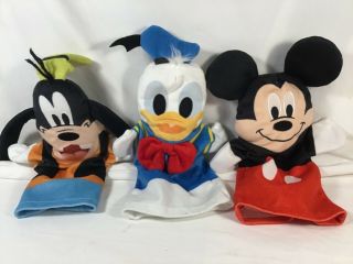 3 Disney Soft Cute Fun Hand Puppets By Melissa & Doug Mickey Donald Goofy Euc