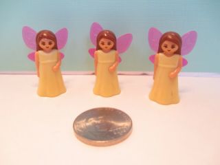 Playmobil Accessories Set Of Three Identical Fairy Dolls W/ Pink Wings
