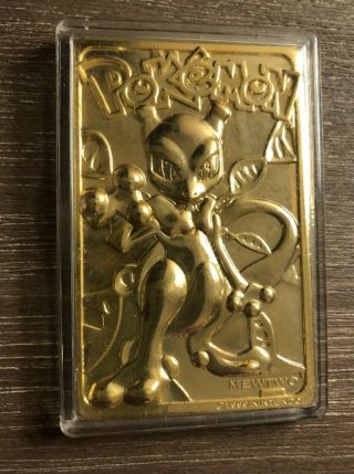 Pokemon 1999 Mewtwo Gold Metal Plated Trading Card Burger King Nintendo