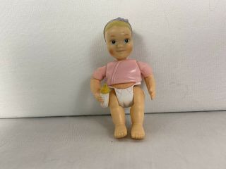Fisher Price Loving Family Dollhouse Doll Baby Infant Figure Blonde Girl Bottle