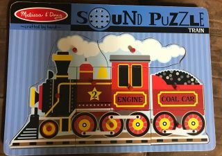 Melissa & Doug Sound Puzzle Train Wooden Educational Toy Travel Vehicle Game