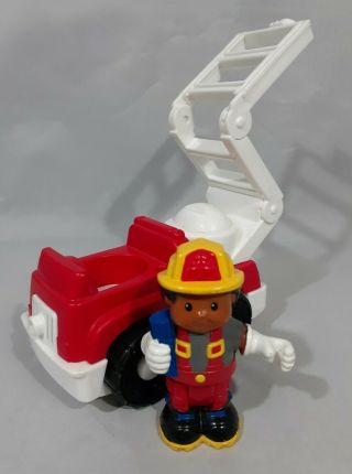 Fisher Price Mattel Firetruck Extended Ladder Fireman Little People Toy Sound