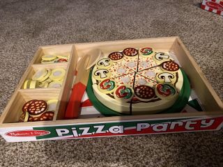 Melissa & Doug Slice And Pizza Party Set Wooden Pretend Play Food Complete