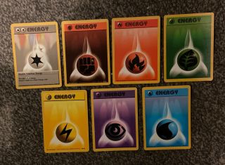All 7 Energy Base Set Pokemon Cards | 1999 | Bundle | 96/102 To 102/102