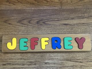 Wooden “jeffrey” Child’s Name Puzzle Set