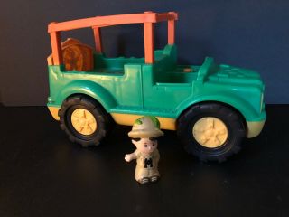 Fisher Price Little People Zoo Safari Jeep W/ Keeper Animal Music Sounds Horn