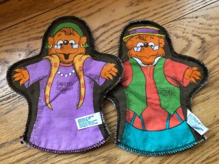 1990 Berenstain Bears Gran And Gramps Grizzly Cloth Hand Puppets