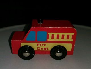 Vintage Unknown Maker Model Wood Wooden Fire Department Toy Truck Car Firetruck