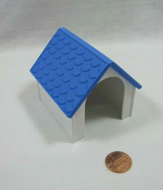 Fisher Price Little People Blue Roofed Puppy Dog House Doghouse For Pet Rare