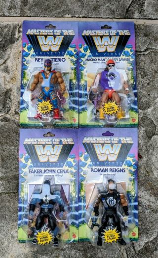 In Hand Wwe Masters Of The Universe Wave 2 Macho Man Cena Roman Reigns Mysterio