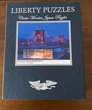 Liberty Classic Wooden Jigsaw Puzzle: Carol Ann’s Carousel Roebling Bridge 507