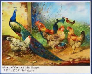 Fall 2020 Large Liberty Classics Wooden Jigsaw Puzzle Hens And Peacock 509 Piece