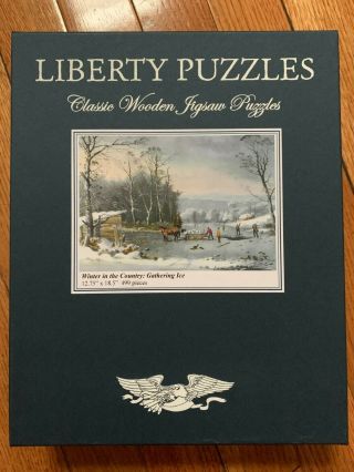 Liberty Wooden Jigsaw Puzzle - Winter In The Country: Gathering Ice - 499 Pc