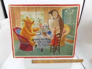 Winnie The Pooh & Owl Chad Valley Wooden Jigsaw Puzzle C1930s