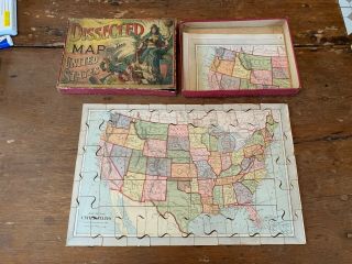 1887 Mcloughlin Brothers Puzzle Dissected Map United States,  W Rare Foldout Map