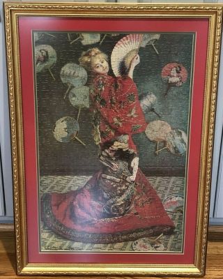 Double Matted Gold Framed Claude Monet Camille In Japanese Dress Jigsaw Puzzle