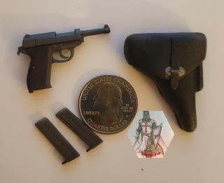 Dragon 1/6 Scale Wwii German Walther P - 38 Pistol,  2 Clips And Holster