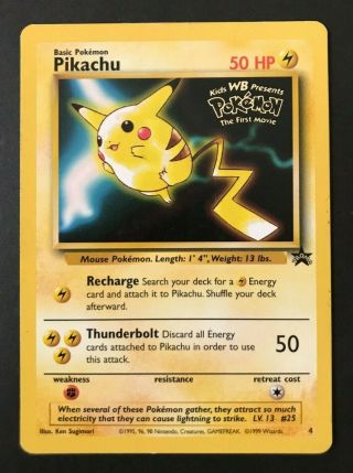 Pikachu 4 Wb Gold Stamped Black Star Promo The First Movie Pokemon Card Lp