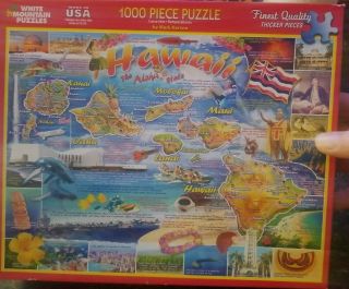 Hawaii " The Aloha State " 1000 Pc.  Jigsaw Puzzle By White Mountain 24 " X30 " Usa