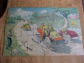 Early 20thc Hoods Sarsaparilla - The " Auto Race " Advertising Puzzle W Orig Box