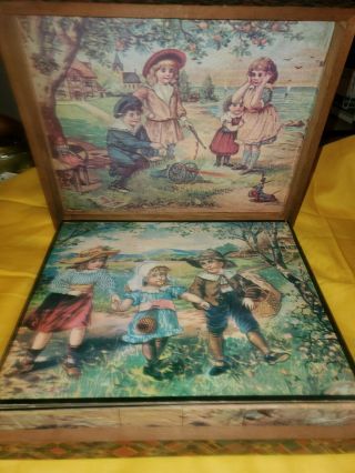 Vintage Wood Block Puzzle - Six Puzzles - Victorian Children Scenes
