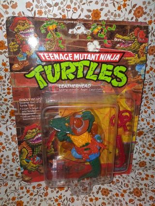 Vtg 1989 Teenage Mutant Ninja Turtles Leatherhead Playmates Action Figure Moc
