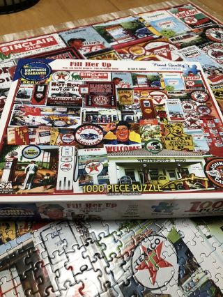 White Mountain Fill Her Up Vintage Gas Station Pumps 1000 Pc Jigsaw Puzzle