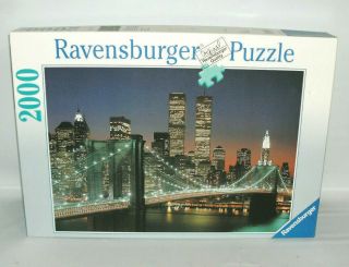 1995 Ravensburger York Brooklyn Bridge Manhattan World Trade Center Jigsaw
