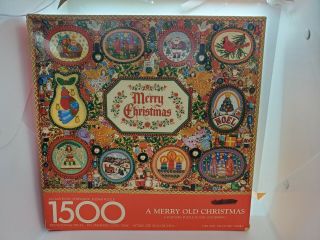 33 " X 26 3/8 " A Merry Old Christmas Springbok 1500 Pc Puzzle Complete/used