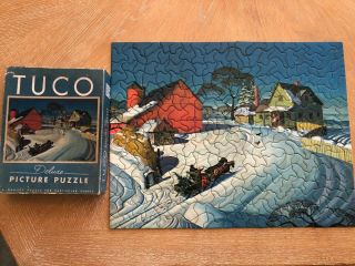 Tuco Deluxe Picture Puzzle - Complete - " Bringing The Tree " - Painting By John Clymer