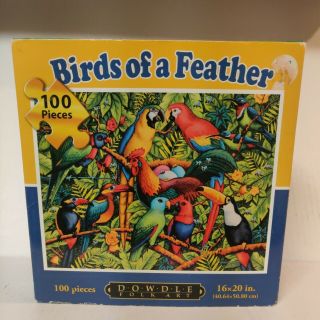 Dowdle Puzzle 100 Piece " Birds Of A Feather " Parrots 16 X 20 Inches Made In Usa
