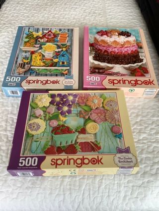 Springbok Puzzles 3 500 Piece Jigsaws Featuring Cookies And Cake