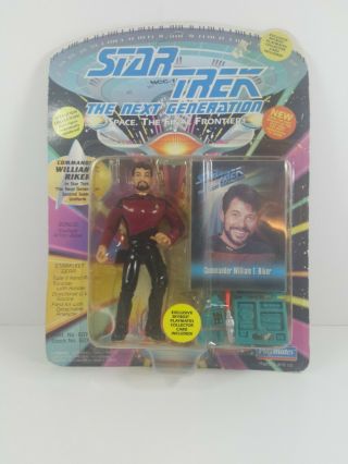 1993 Commander Riker Playmates Star Trek Tng Action Figure In Package